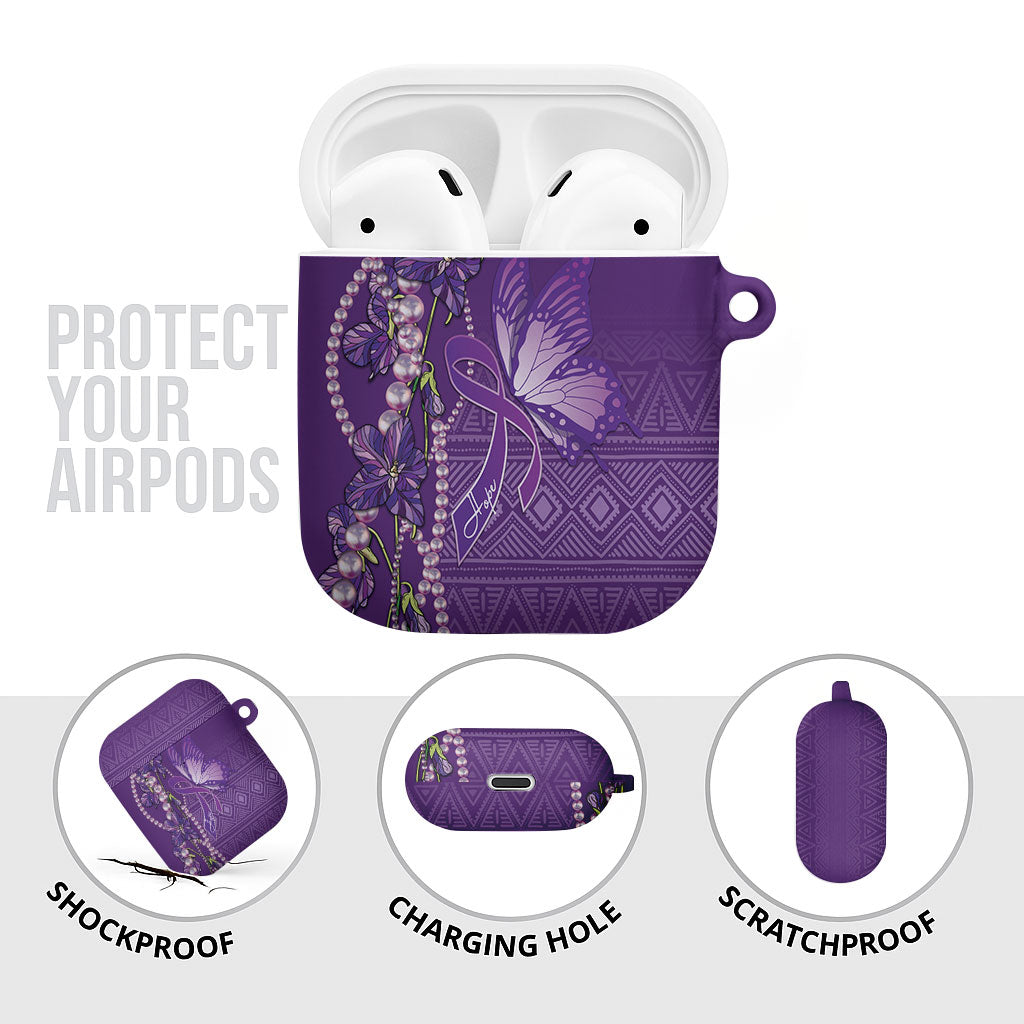Lupus Awareness Purple Ribbon Butterfly AirPods Case Hope