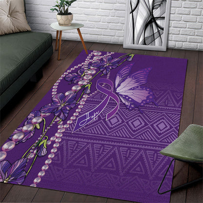 Lupus Awareness Purple Ribbon Butterfly Area Rug Hope