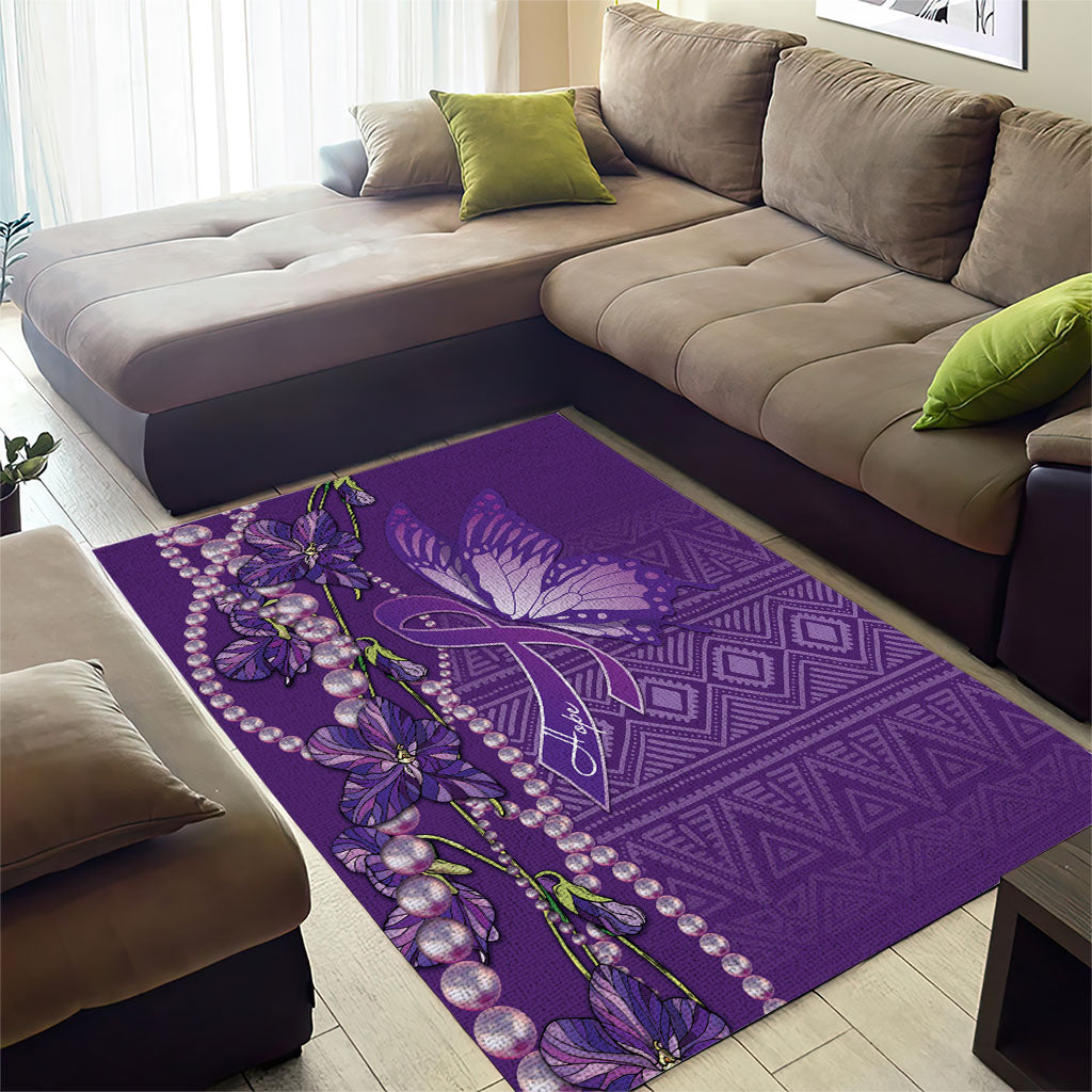 Lupus Awareness Purple Ribbon Butterfly Area Rug Hope
