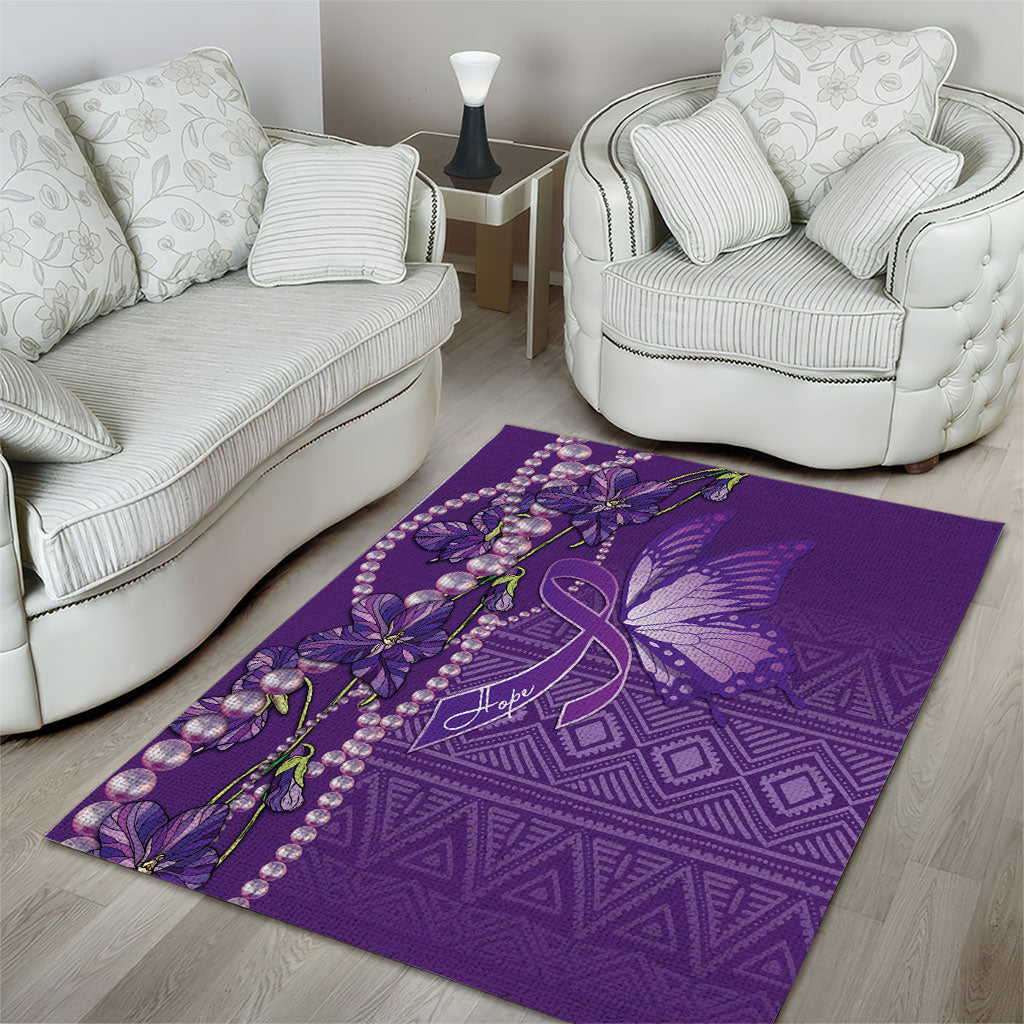 Lupus Awareness Purple Ribbon Butterfly Area Rug Hope