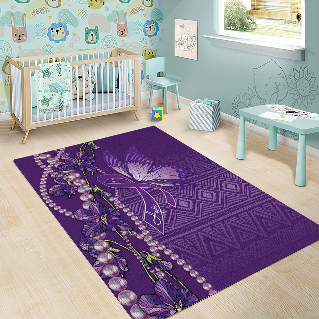 Lupus Awareness Purple Ribbon Butterfly Area Rug Hope