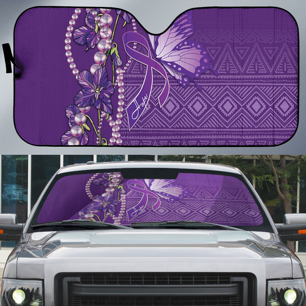 Lupus Awareness Purple Ribbon Butterfly Auto Sun Shade Hope