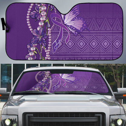 Lupus Awareness Purple Ribbon Butterfly Auto Sun Shade Hope