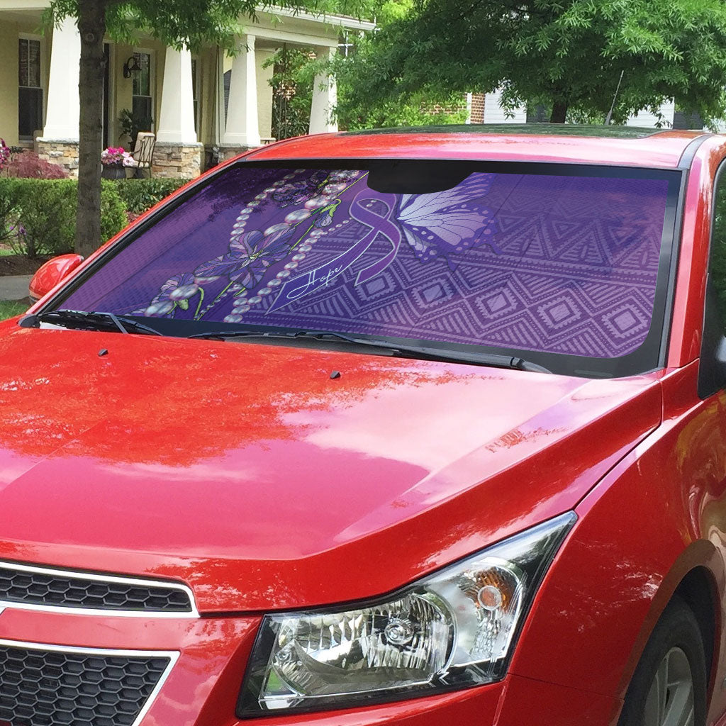 Lupus Awareness Purple Ribbon Butterfly Auto Sun Shade Hope