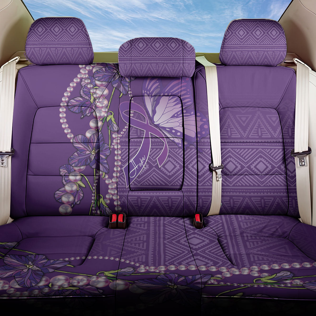 Lupus Awareness Purple Ribbon Butterfly Back Car Seat Cover Hope