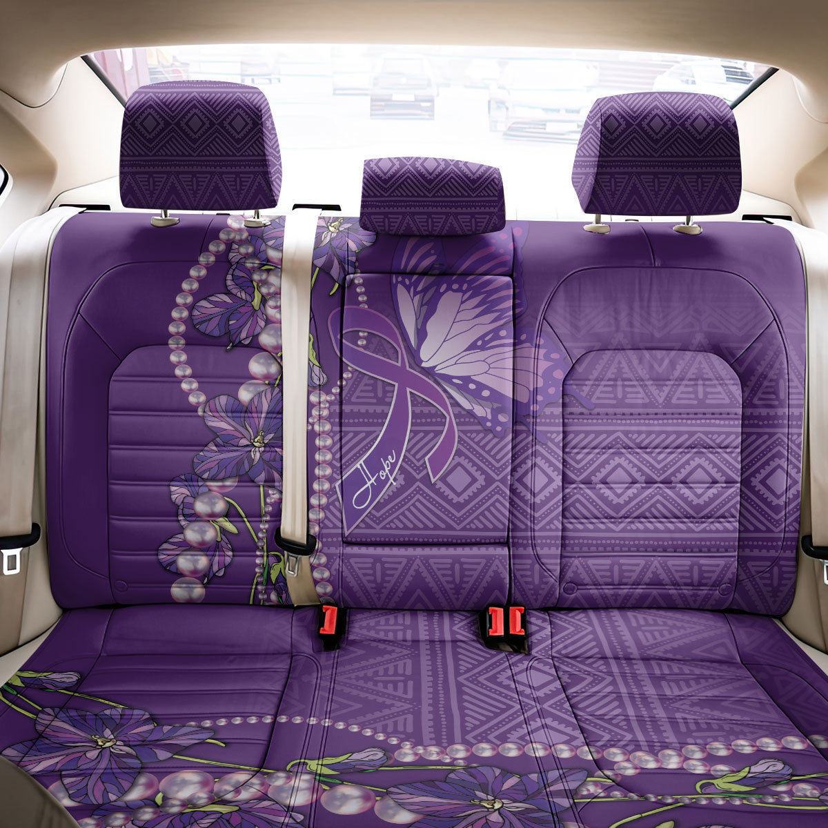 Lupus Awareness Purple Ribbon Butterfly Back Car Seat Cover Hope