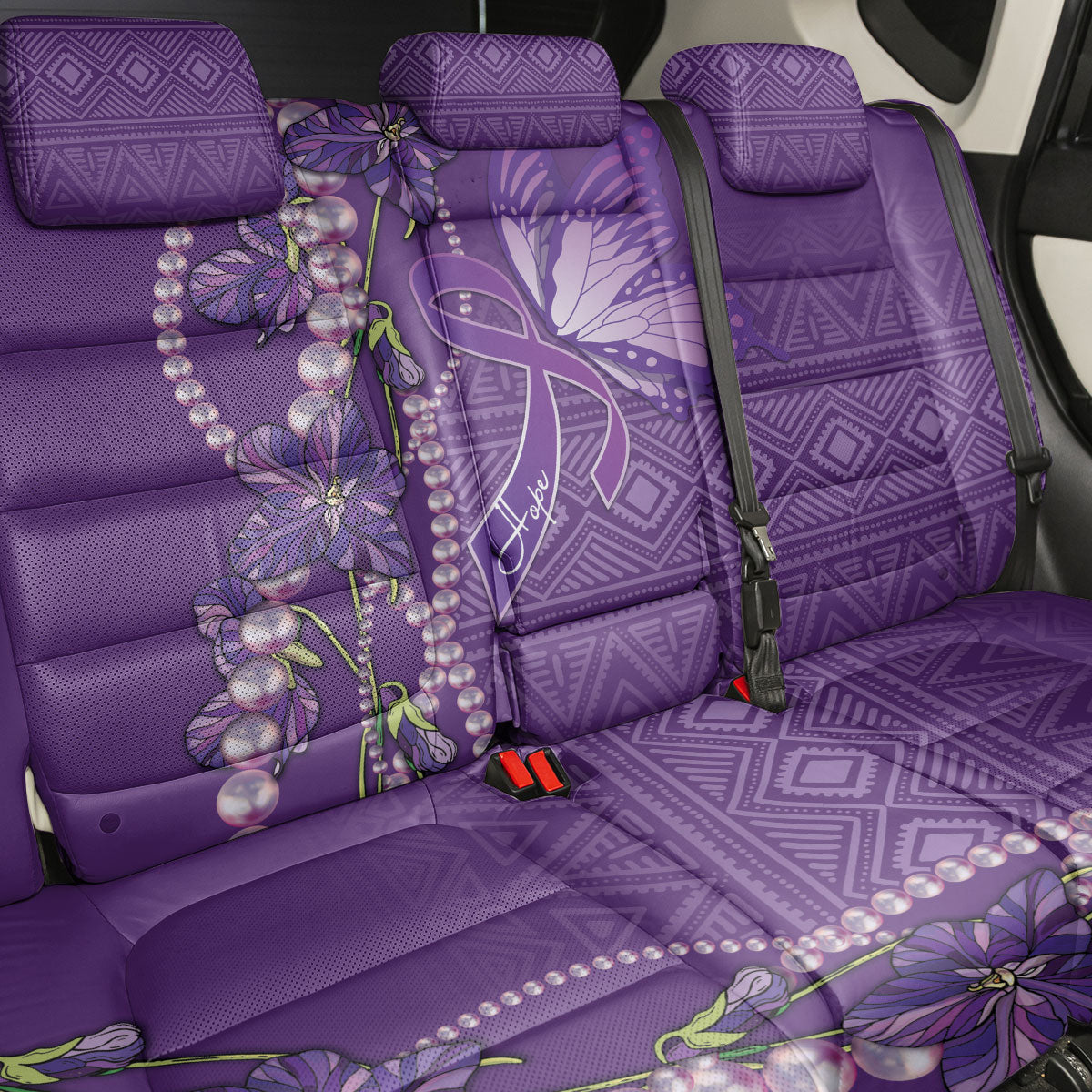 Lupus Awareness Purple Ribbon Butterfly Back Car Seat Cover Hope