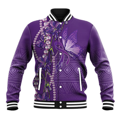 Lupus Awareness Purple Ribbon Butterfly Baseball Jacket Hope