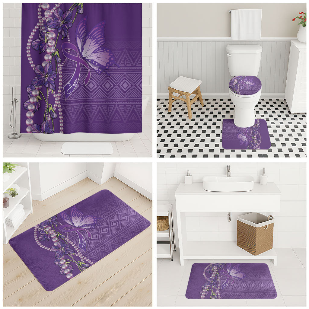 Lupus Awareness Purple Ribbon Butterfly Bathroom Set Hope