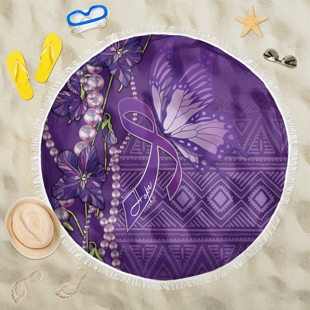 Lupus Awareness Purple Ribbon Butterfly Beach Blanket Hope