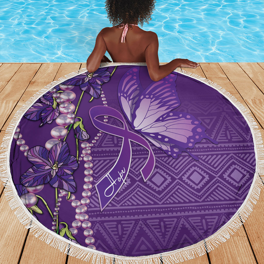 Lupus Awareness Purple Ribbon Butterfly Beach Blanket Hope