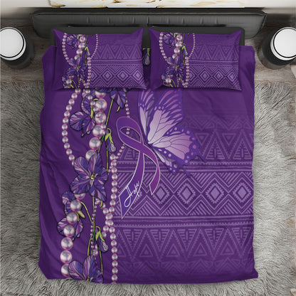 Lupus Awareness Purple Ribbon Butterfly Bedding Set Hope