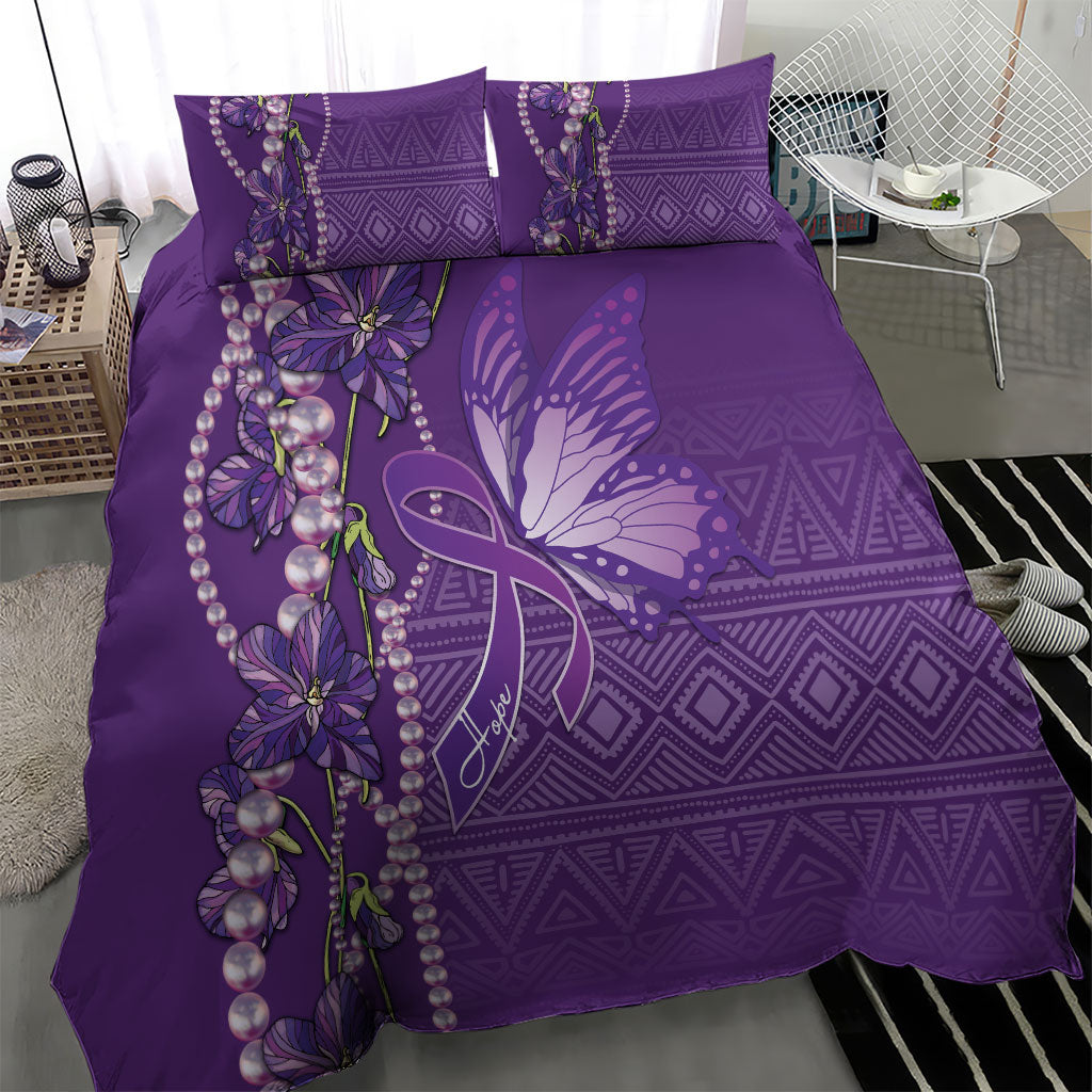 Lupus Awareness Purple Ribbon Butterfly Bedding Set Hope