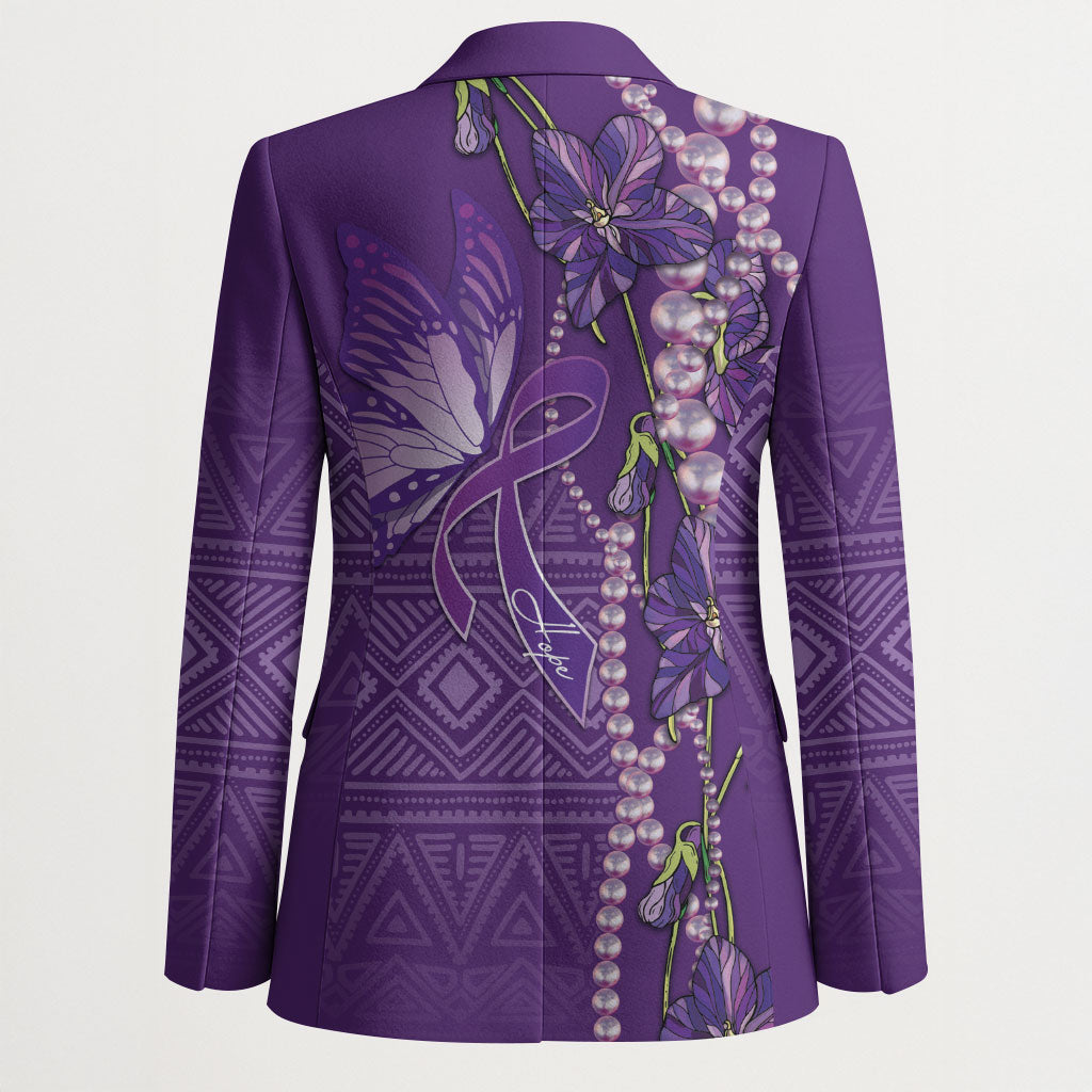 Lupus Awareness Purple Ribbon Butterfly Blazer Hope