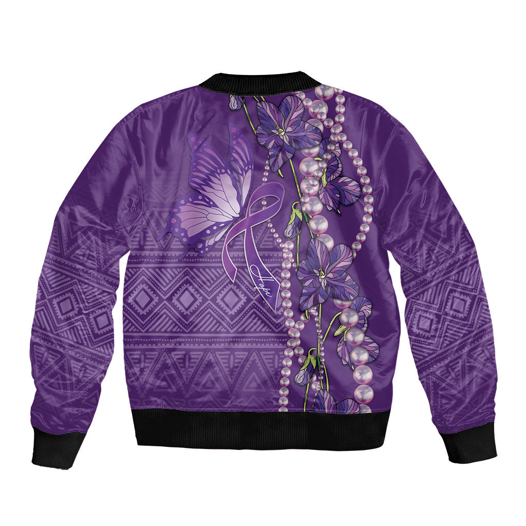 Lupus Awareness Purple Ribbon Butterfly Bomber Jacket Hope