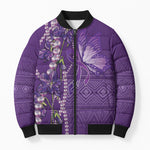 Lupus Awareness Purple Ribbon Butterfly Bomber Puffer Jacket Hope