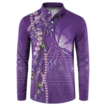 Lupus Awareness Purple Ribbon Butterfly Button Sweatshirt Hope