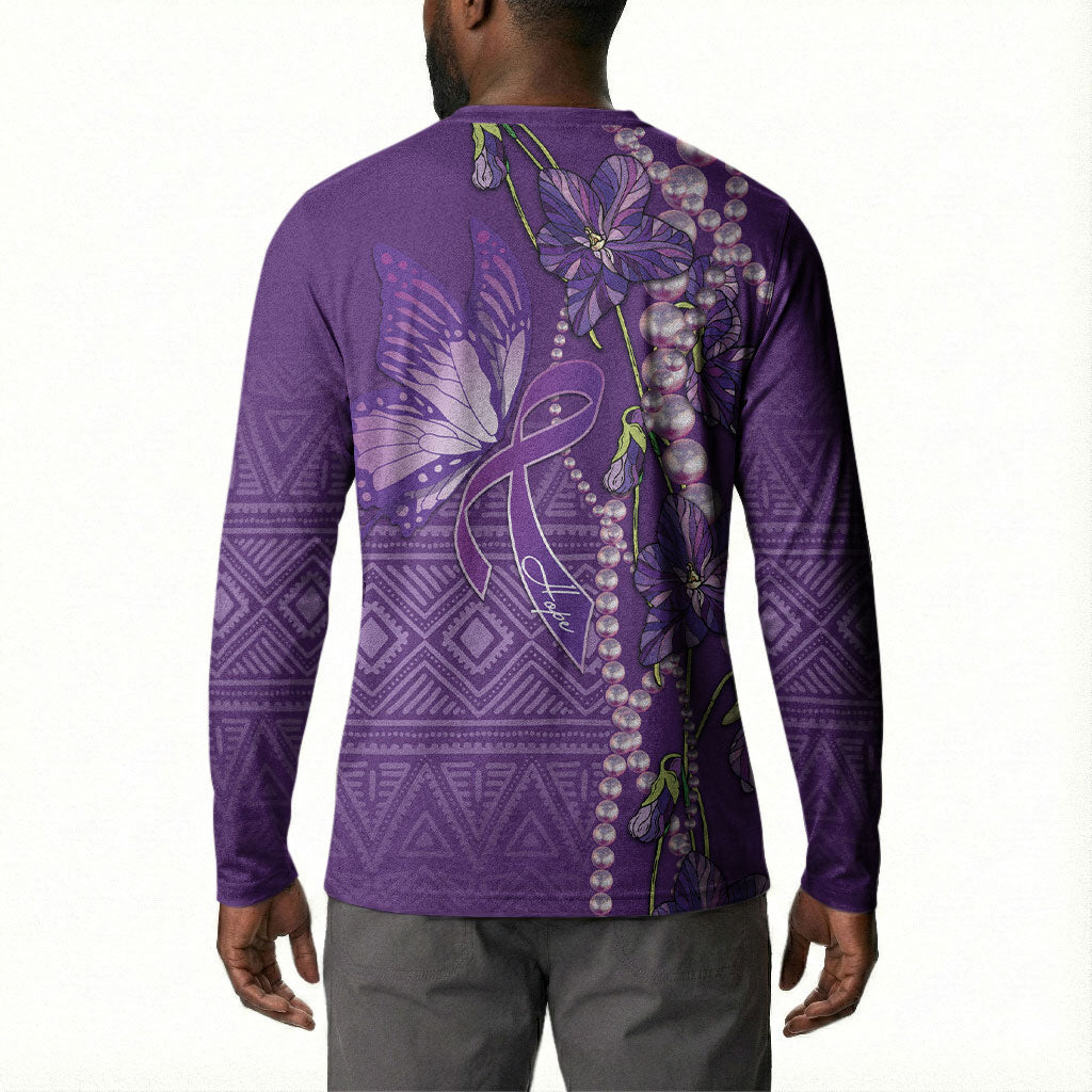 Lupus Awareness Purple Ribbon Butterfly Button Sweatshirt Hope