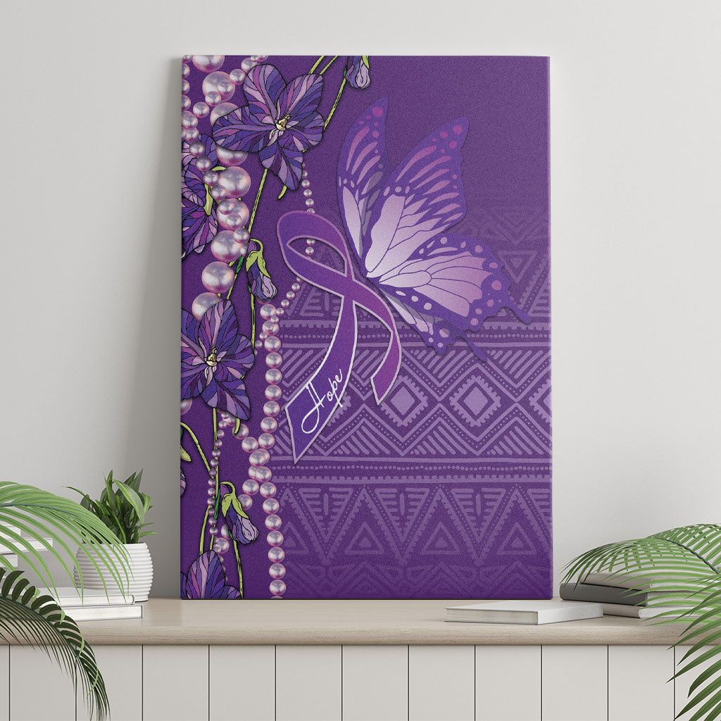 Lupus Awareness Purple Ribbon Butterfly Canvas Wall Art Hope