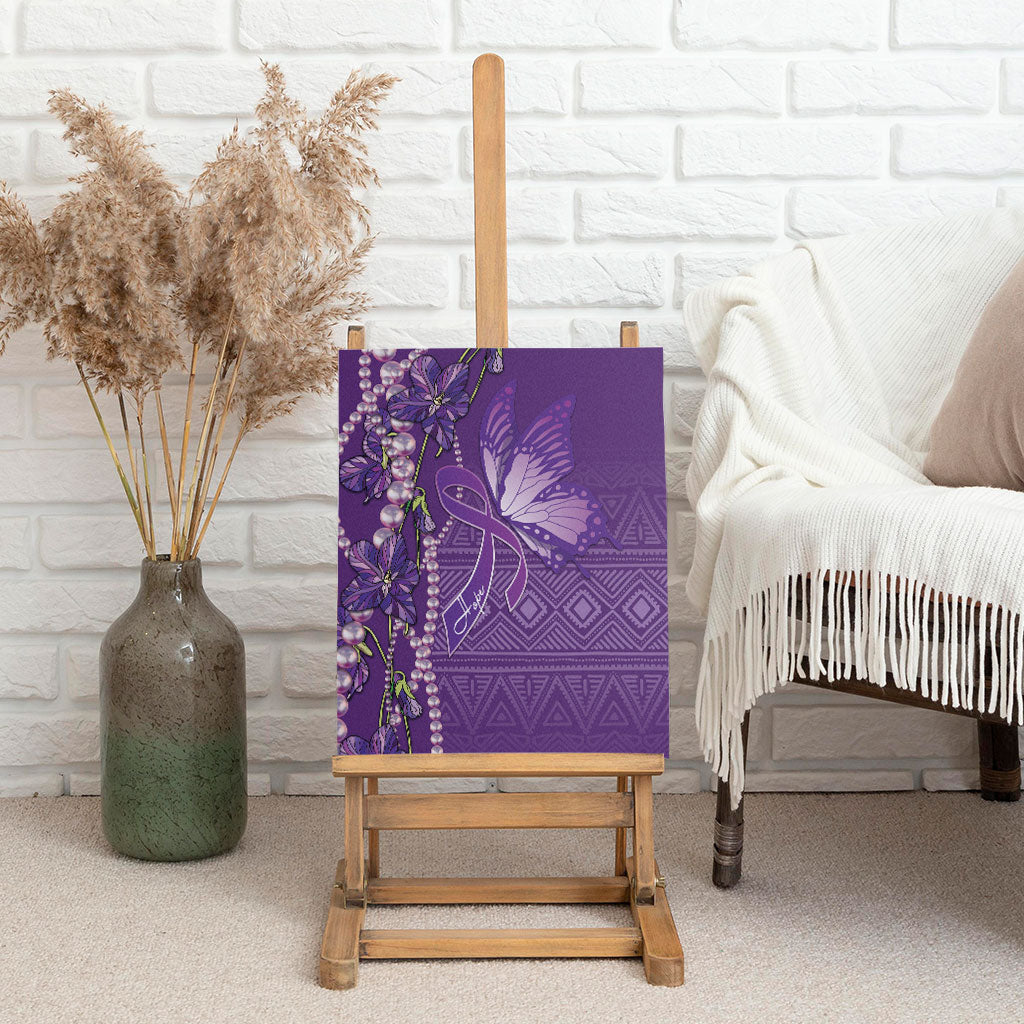 Lupus Awareness Purple Ribbon Butterfly Canvas Wall Art Hope