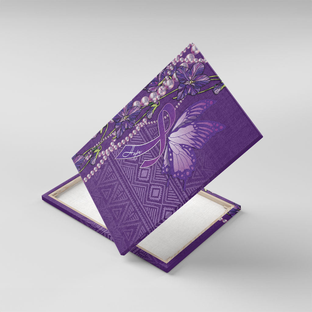 Lupus Awareness Purple Ribbon Butterfly Canvas Wall Art Hope