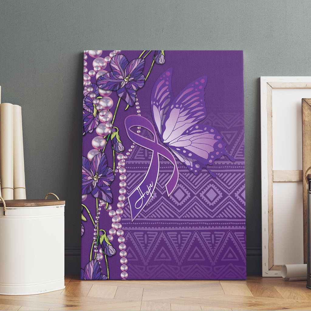 Lupus Awareness Purple Ribbon Butterfly Canvas Wall Art Hope
