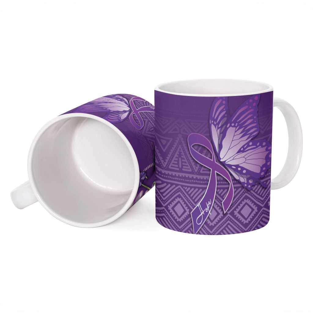 Lupus Awareness Purple Ribbon Butterfly Ceramic Mug Hope