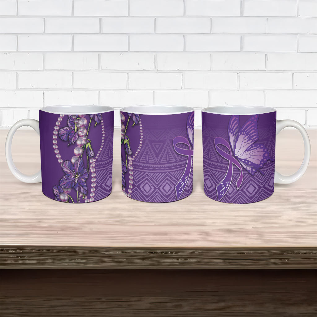 Lupus Awareness Purple Ribbon Butterfly Ceramic Mug Hope