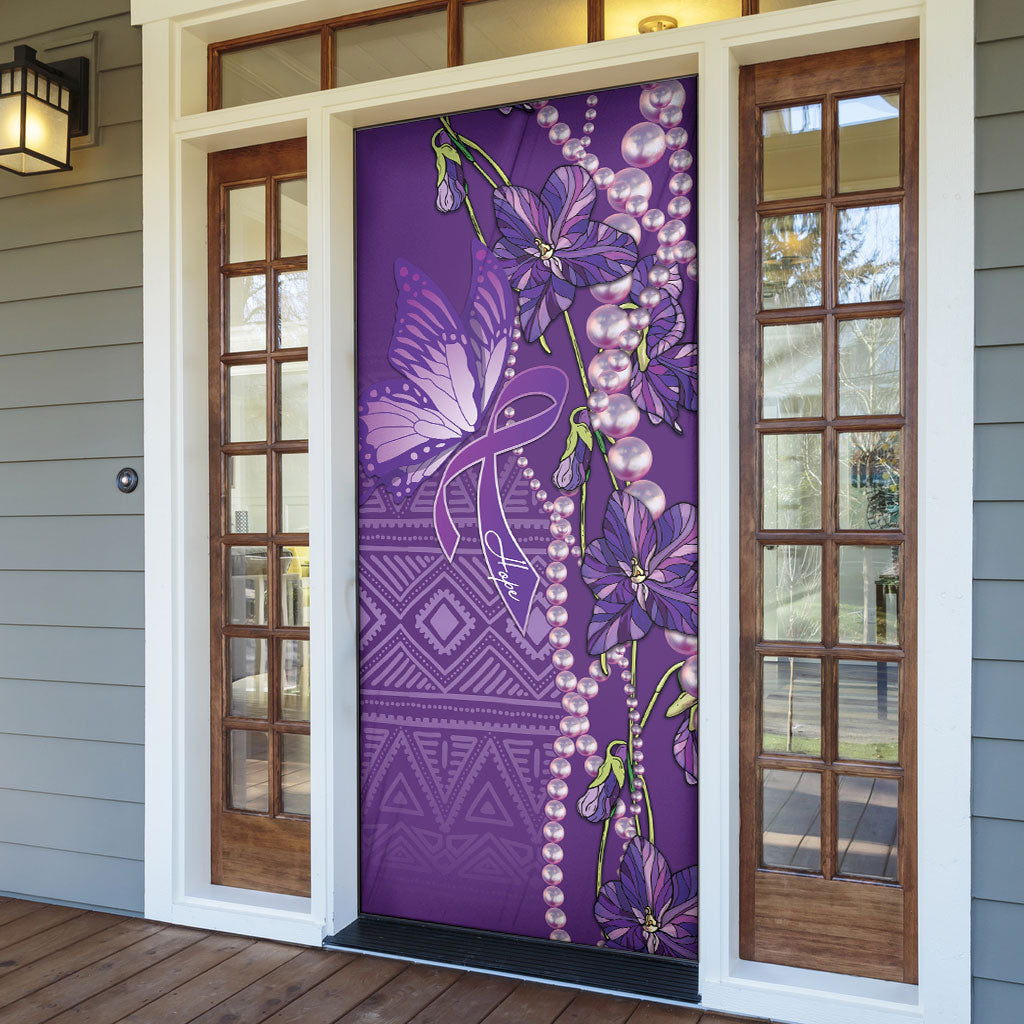 Lupus Awareness Purple Ribbon Butterfly Door Cover Hope