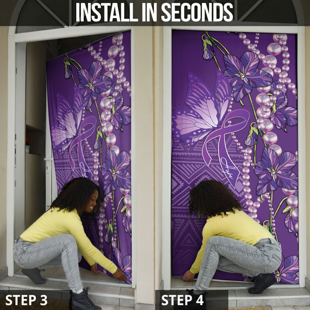 Lupus Awareness Purple Ribbon Butterfly Door Cover Hope