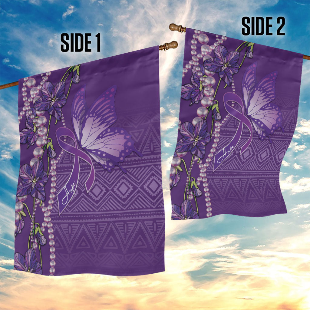 Lupus Awareness Purple Ribbon Butterfly Garden Flag Hope
