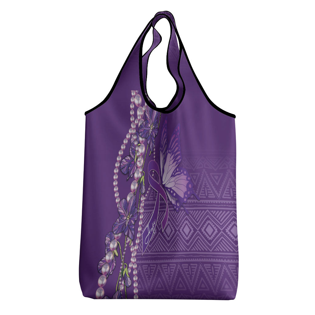 Lupus Awareness Purple Ribbon Butterfly Grocery Bag Hope