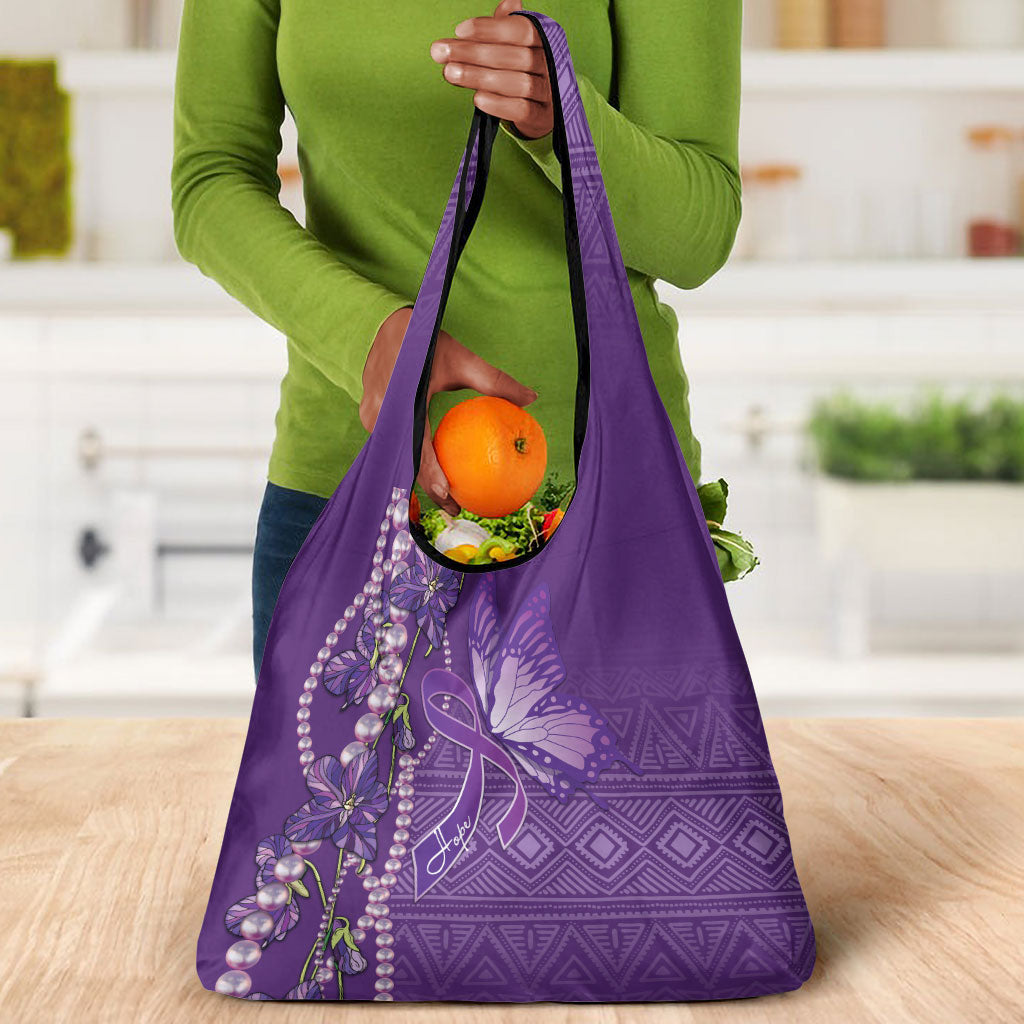 Lupus Awareness Purple Ribbon Butterfly Grocery Bag Hope