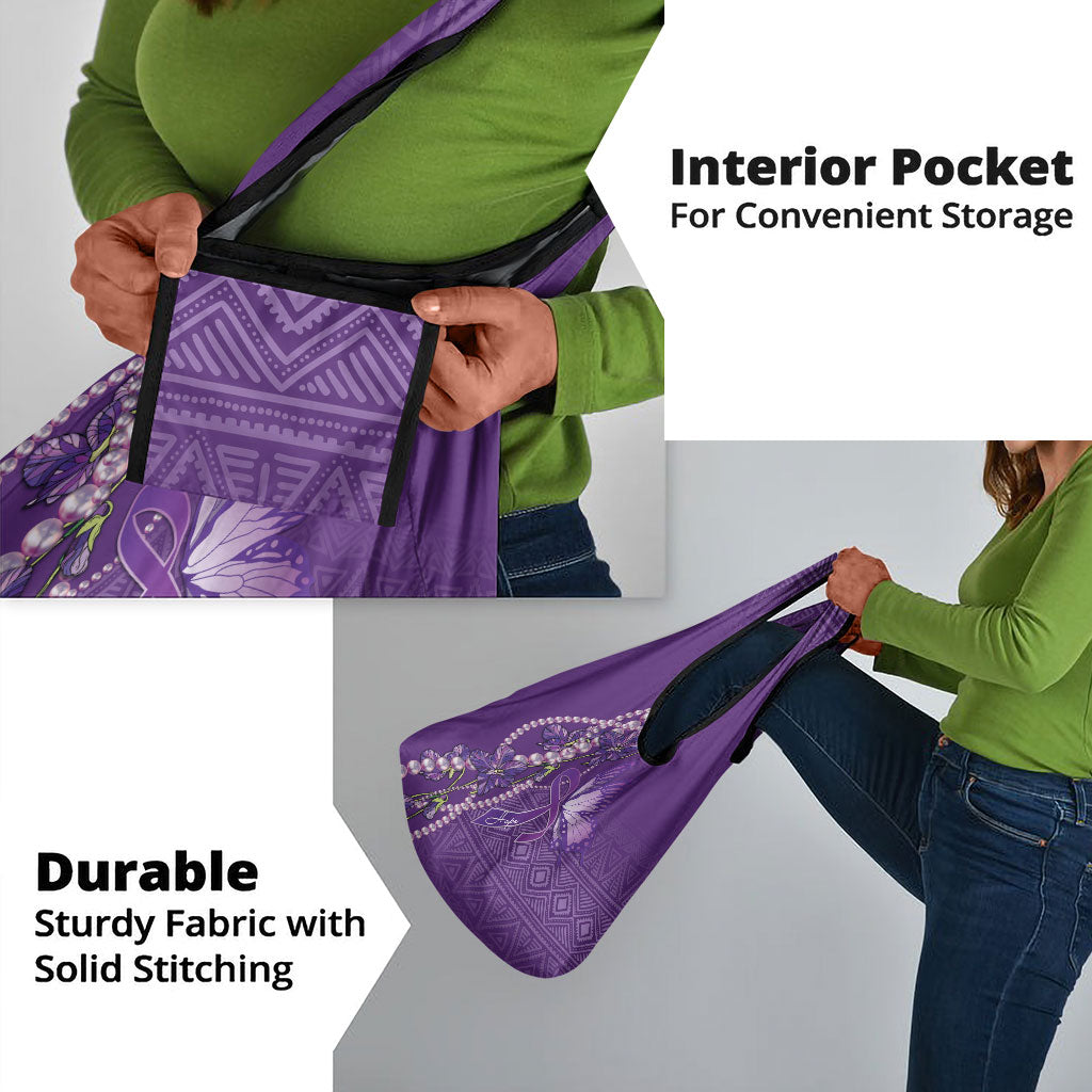 Lupus Awareness Purple Ribbon Butterfly Grocery Bag Hope