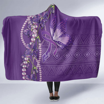 Lupus Awareness Purple Ribbon Butterfly Hooded Blanket Hope