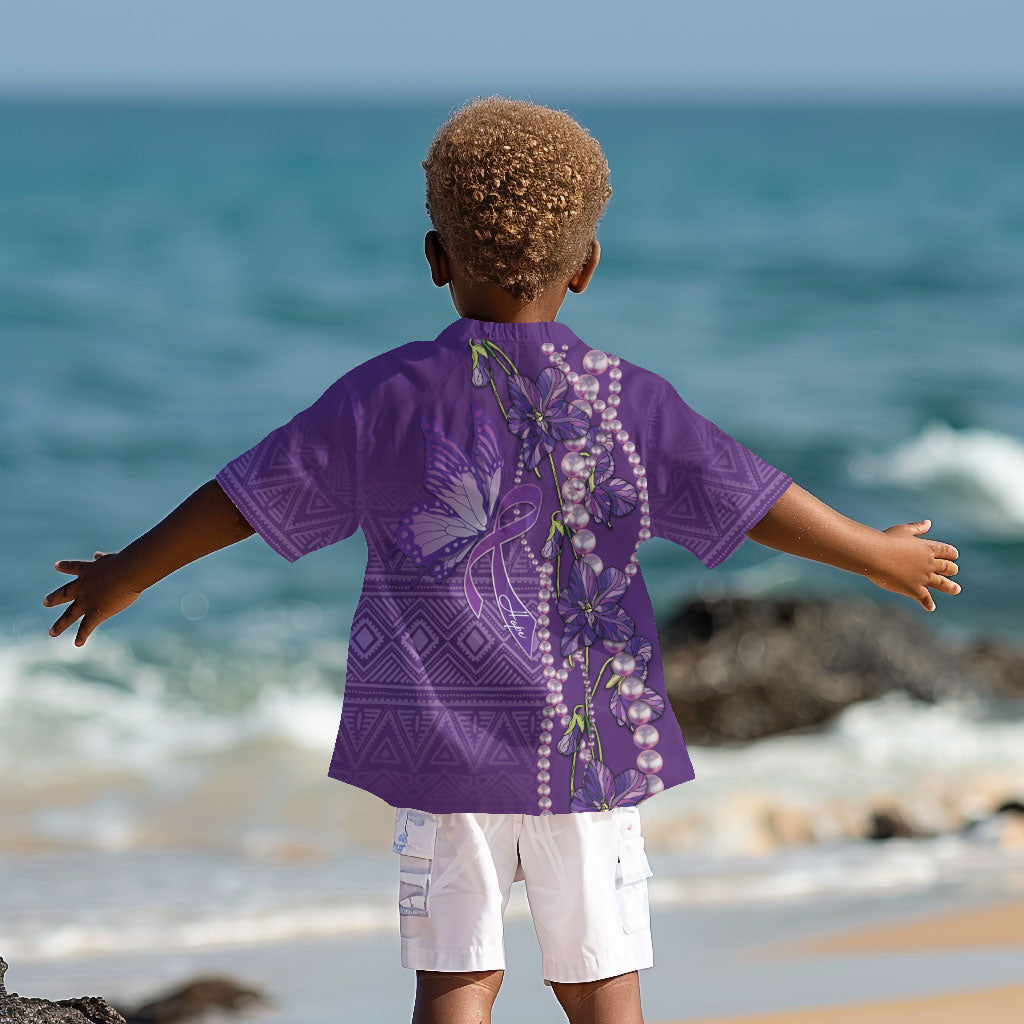 Lupus Awareness Purple Ribbon Butterfly Kid Hawaiian Shirt Hope