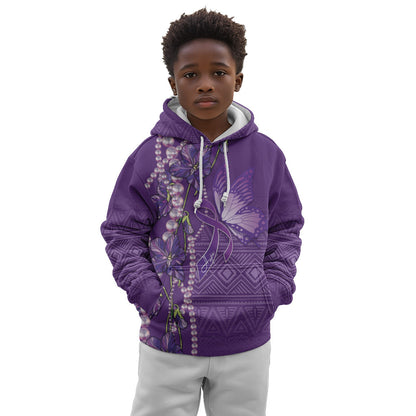 Lupus Awareness Purple Ribbon Butterfly Kid Hoodie Hope