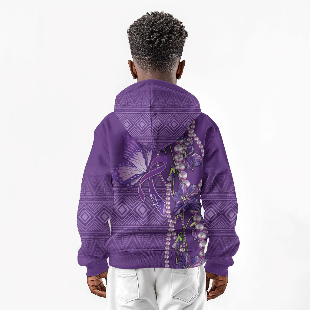 Lupus Awareness Purple Ribbon Butterfly Kid Hoodie Hope