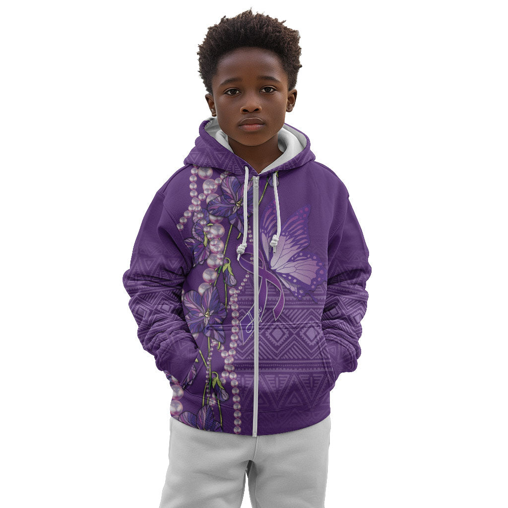 Lupus Awareness Purple Ribbon Butterfly Kid Hoodie Hope