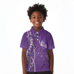 Lupus Awareness Purple Ribbon Butterfly Kid Polo Shirt Hope