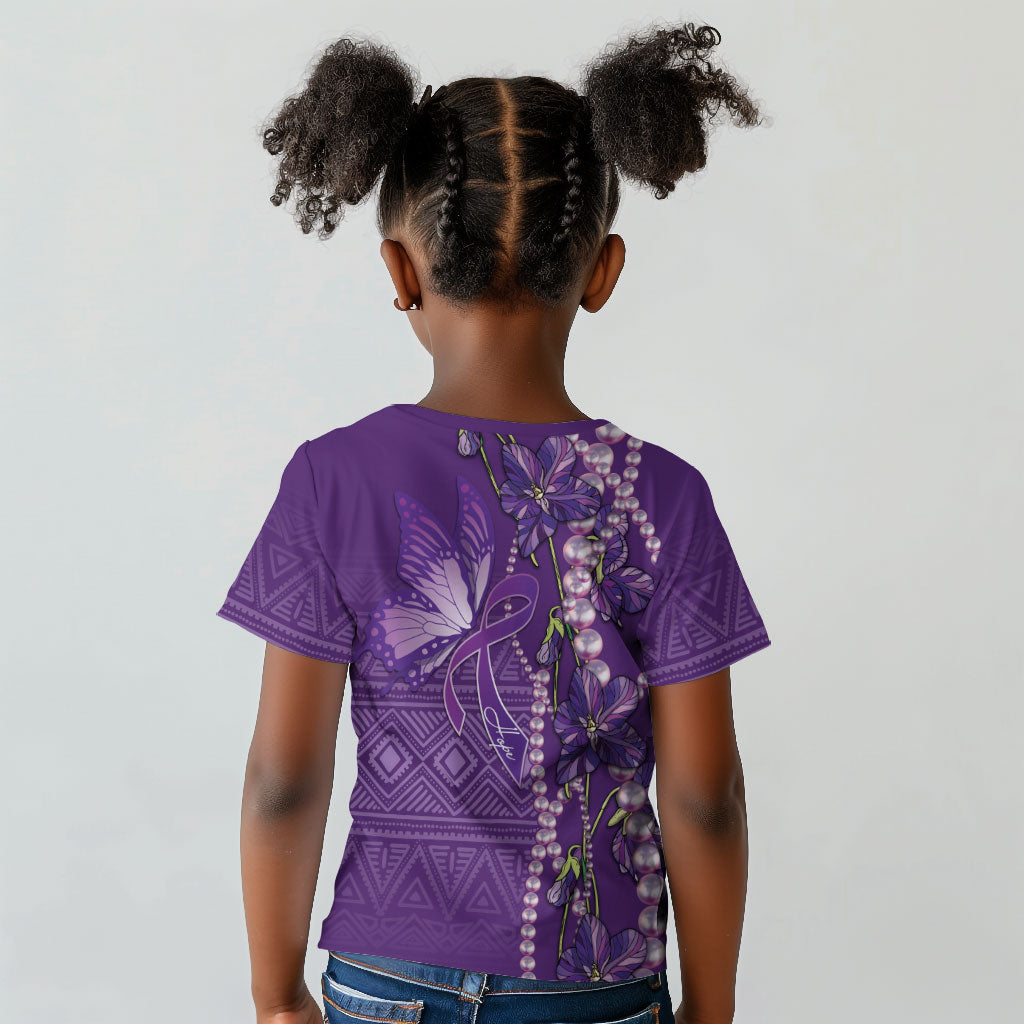Lupus Awareness Purple Ribbon Butterfly Kid T shirt Hope