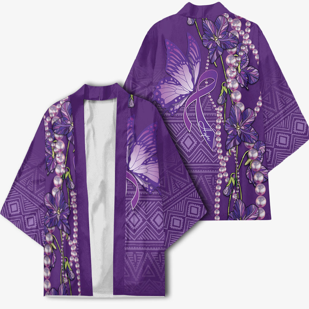 Lupus Awareness Purple Ribbon Butterfly Kimono Hope