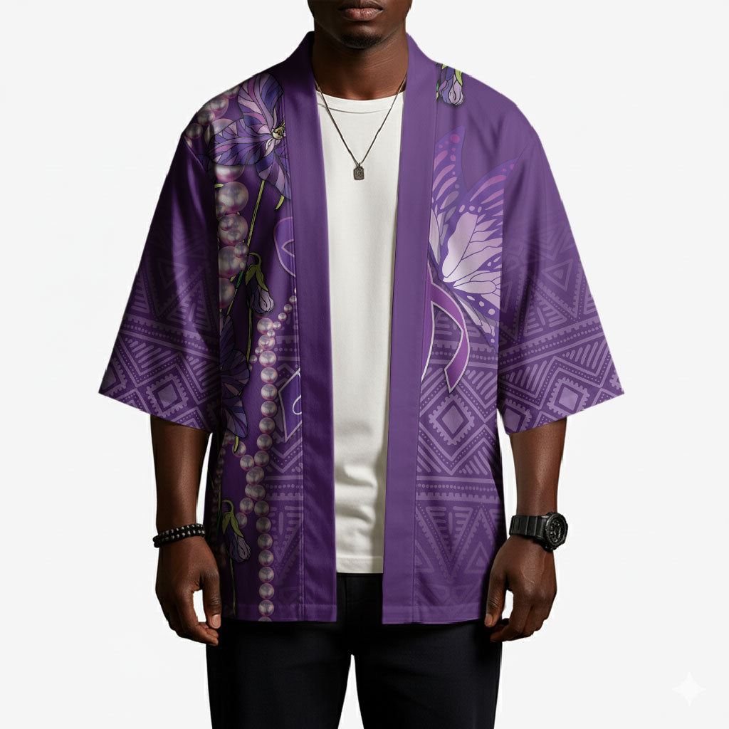Lupus Awareness Purple Ribbon Butterfly Kimono Hope