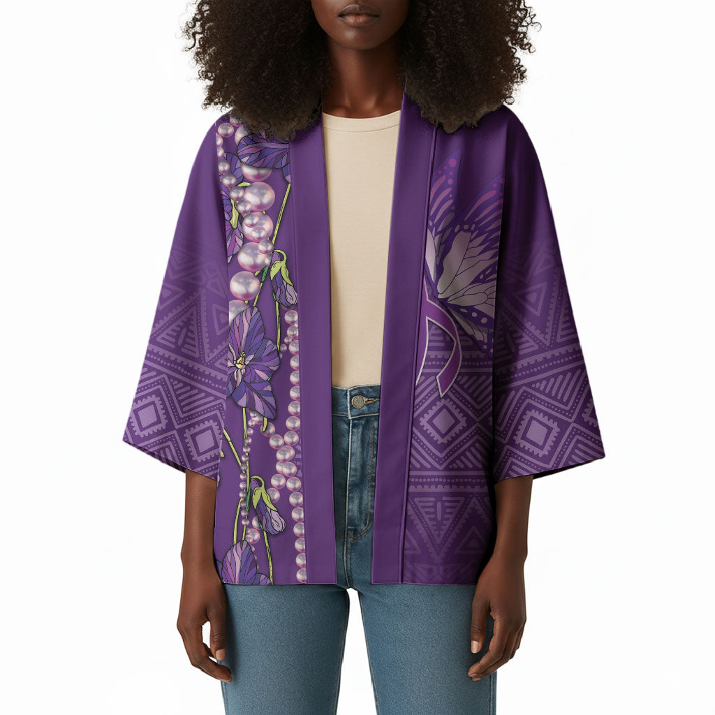 Lupus Awareness Purple Ribbon Butterfly Kimono Hope