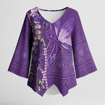 Lupus Awareness Purple Ribbon Butterfly Kimono Sleeve Blouse Hope