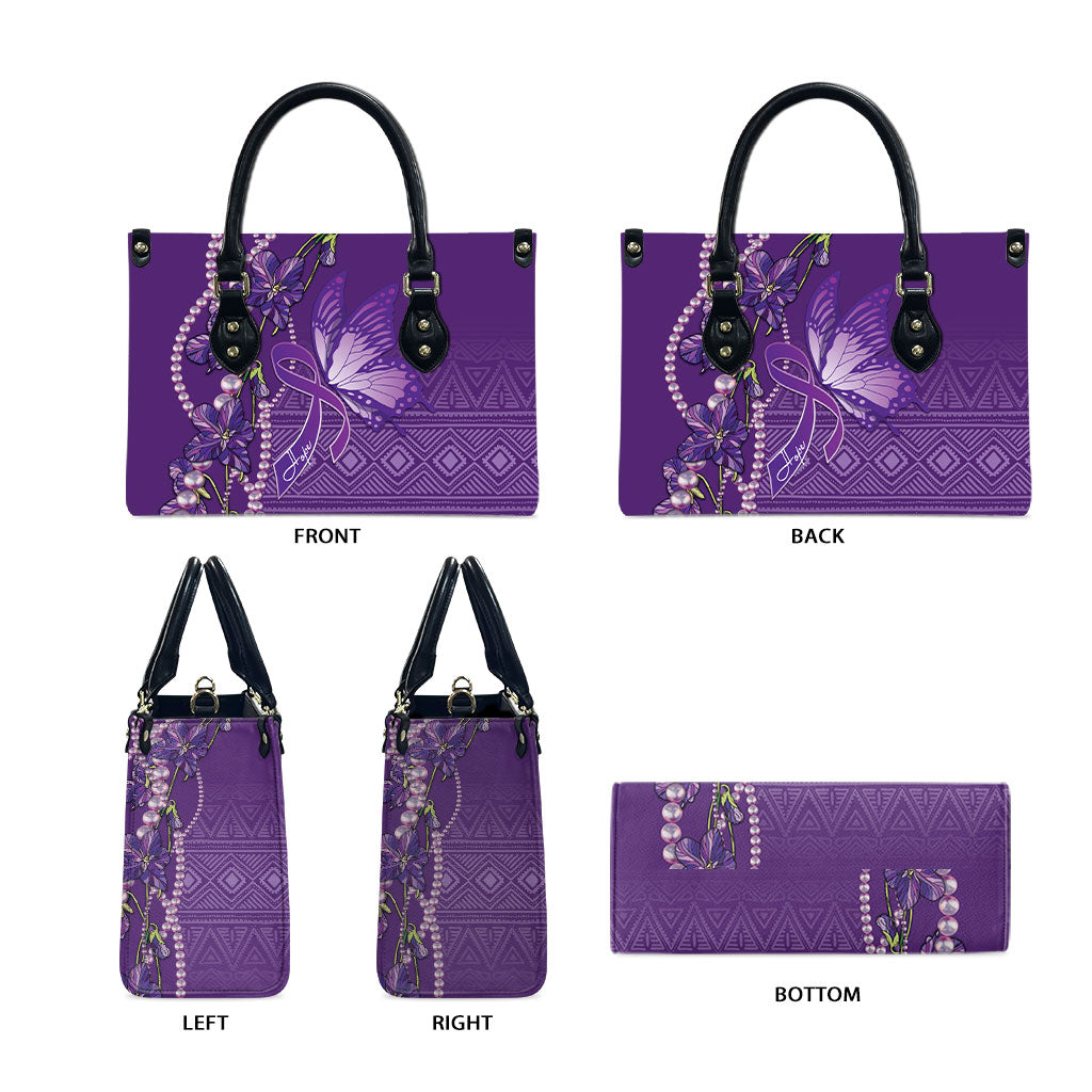 Lupus Awareness Purple Ribbon Butterfly Leather Bag Hope