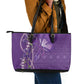 Lupus Awareness Purple Ribbon Butterfly Leather Tote Bag Hope