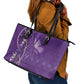 Lupus Awareness Purple Ribbon Butterfly Leather Tote Bag Hope