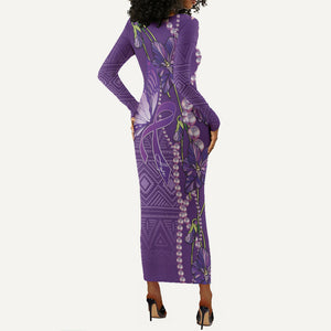 Lupus Awareness Purple Ribbon Butterfly Long Sleeve Bodycon Dress Hope