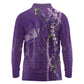 Lupus Awareness Purple Ribbon Butterfly Long Sleeve Polo Shirt Hope
